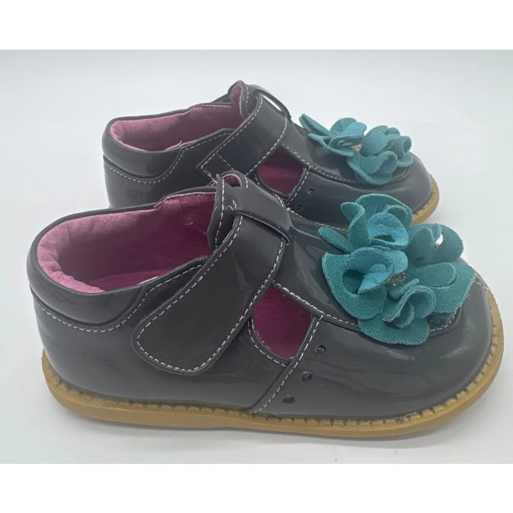 LIVIE & LUCA Blossoms Gray Teal Size 9 (Toddler Girl)